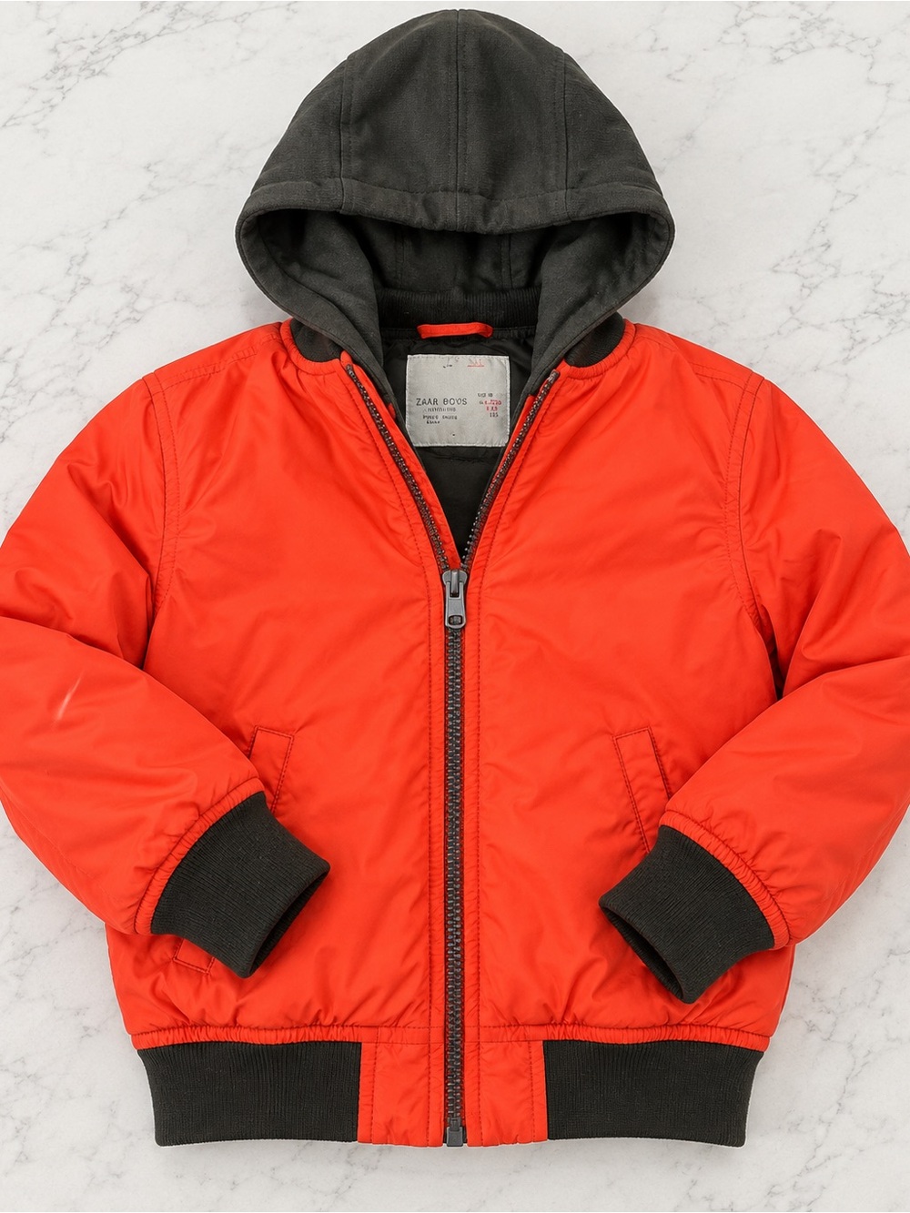 Zara Kids Orange Hooded Puffer Jacket